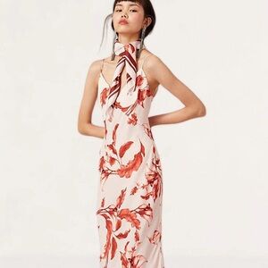 KEEPSAKE the Label White and Red Halter Midi Sundress